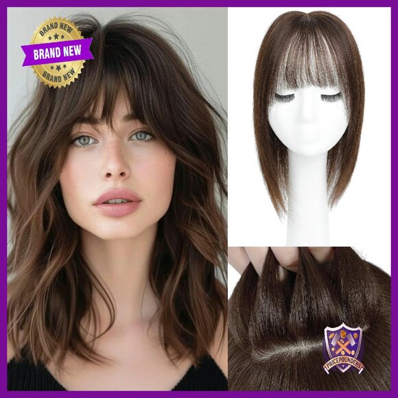 12 Inch Human Hair Topper with Bangs for Thinning Hair Coverage